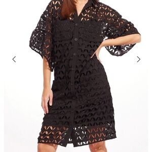 Eva Franco Black Cutout Shirt Dress